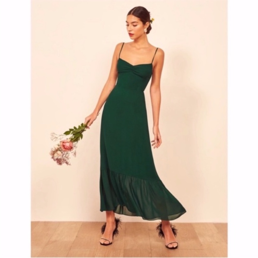 NEW Reformation Emersyn Dress Emerald 2 - Picture 13 of 17